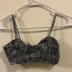 For‎ Love And Lemons Black and White Gingham Crop Top thumbnail 4