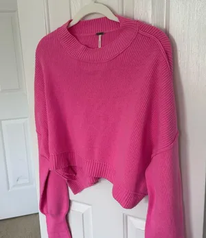 Free People Vibrant Pink Crew Neck Sweater thumbnail 2