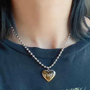 grunge y2k dripping heart fully stainless steel ball chain necklace💛 thumbnail 6