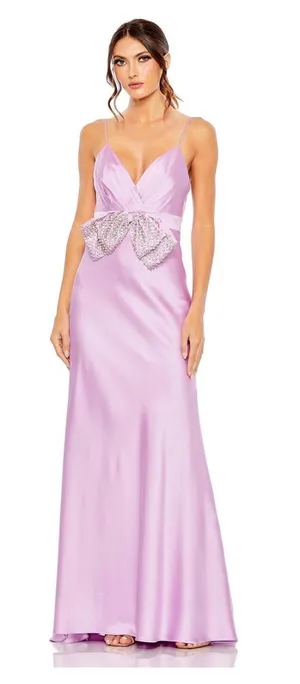 NWT Mac Duggal Lilac Satin Crystal Bow Gown 💜✨⁠ thumbnail 1
