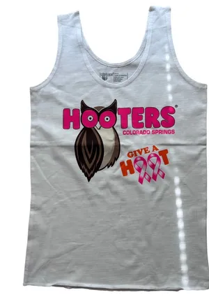 #2 New Hooters Girl Uniform Breast Cancer Pink Ribbon Tank Colorado Spring Small thumbnail 1