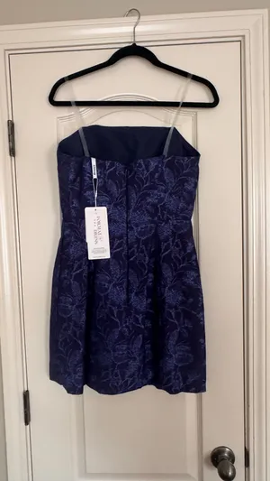 NWT Navy Floral Strapless Mini Dress thumbnail 2