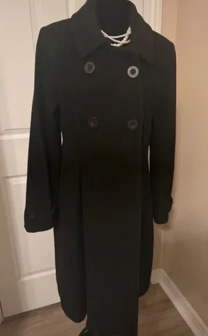 Black wool blend trench coat thumbnail 1
