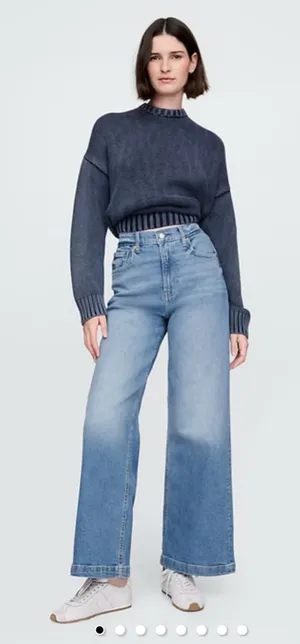 NWT GAP High Stride Wide-Leg Ankle Jeans size 8 petite denim high rise thumbnail 1