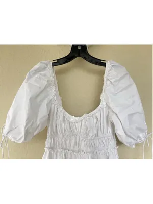 For Love & Lemons Jackson Clean Girl Babydoll Puff Sleeve Eyelet Mini Dress S thumbnail 8
