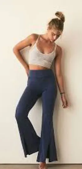 Free People Navy High-Rise Flare Leggings 1014 thumbnail 1