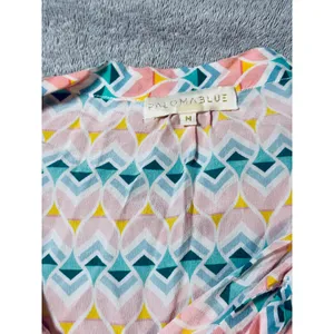 Paloma Blue Rent the Runway Silk‎ Pink Blue Sophia Top Size Medium Flowy Spring thumbnail 2