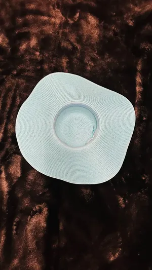 Natasha oversized wide brim off blue straw hat thumbnail 4
