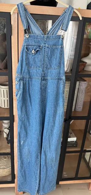 Vintage y2k Xhilaration denim overalls wide leg light wash 90s mom baggy thumbnail 1
