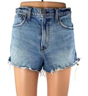 Abercrombie & Fitch The Cutoff High Rise Blue Frayed Hem Denim Jean Shorts 26 thumbnail 1