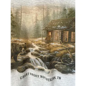 Vintage Jerzees Small T-Shirt Great Smoky Mountains, TN Gray Bear Womens Cotton thumbnail 2