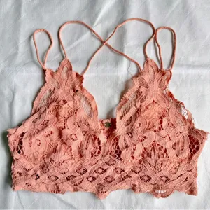 Free People FP One Adella Lace Bralette, Faded Coral, Size S, VGUC thumbnail 1