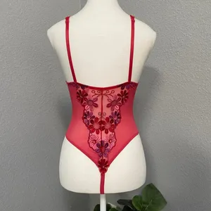 Victoria'S Secret Floral Embroidery Teddy Mesh Bodysuit Intimates Fairy Whimsy thumbnail 4