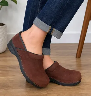 Sanita Original Danish Clogs Brown Nubuck Leather Slip On Mules EU 37 US 6.5 thumbnail 1