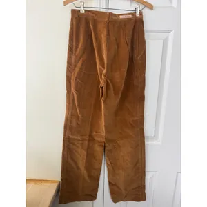 Calvin Klein Vintage Cotton Corduroy Pant Tan High Waist Wide Leg Trouser Size 8 thumbnail 3