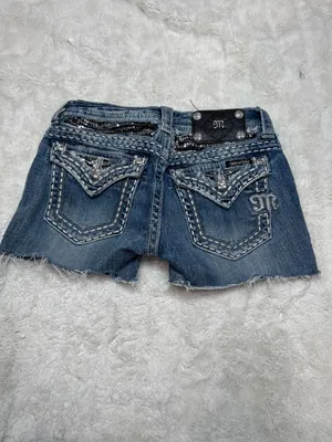 Miss Me Dark Blue Denim Embellished Cutoff Shorts thumbnail 2
