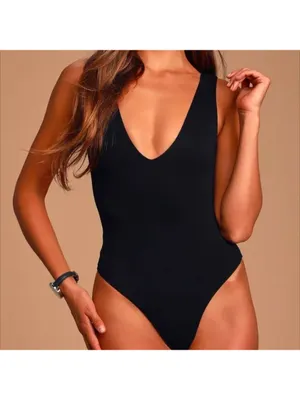 Lulu's basic black bodysuit size medium thumbnail 2
