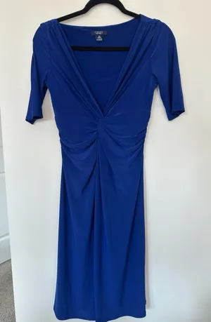 Chaps Royal Blue Twist Front Stretch Jersey Dress XS thumbnail 1