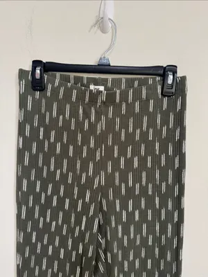 Aerie High Waisted Olive Fun Ribbed Patterned Cropped Kick Flare Leggings size M thumbnail 4