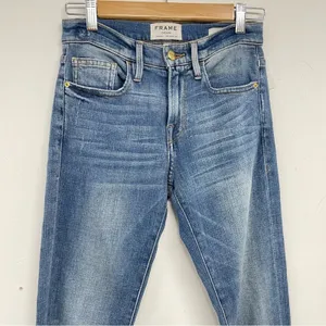 Frame Le Boy High Rise Straight Leg Jeans Womens 24 Boyfriend Medium Wash Blue thumbnail 6