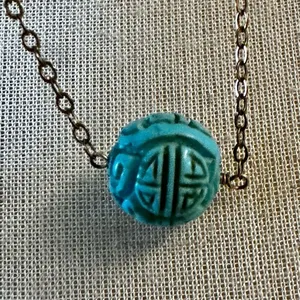 Turquoise Longevity Gold Filled Necklace Blue thumbnail 5