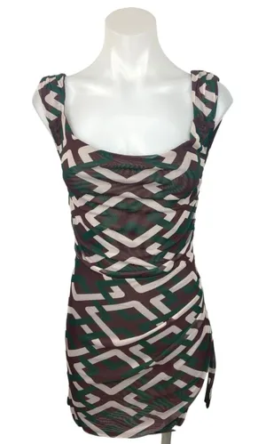 Tiger Mist NWT Multicolor Sleeveless Ruched Slit Open Back Mini Bodycon Dress XS thumbnail 1