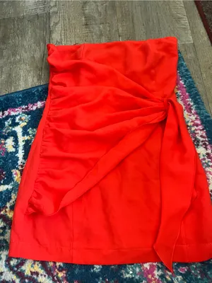Superdown Andria Strapless Mini Dress Red Sz XS Draped Overlay to Hip thumbnail 12