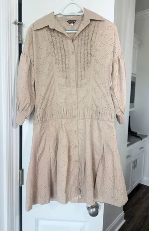Soda Neutral Eyelet Button-Front Shirtdress thumbnail 1