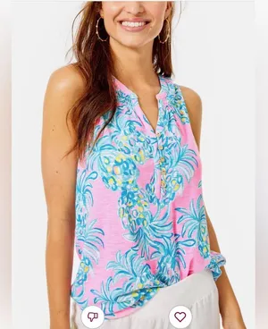 Lilly Pulitzer Pink and Blue Patterned Top thumbnail 1