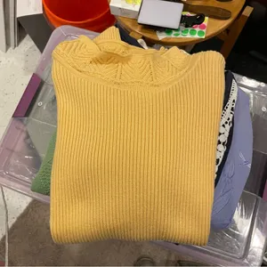 Christopher & Banks Vintage 90’s-y2k buttercup ribbed scallop knit mock neck short sleeve sweater thumbnail 11