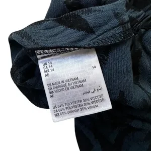 Alfani Leafy Vines Handkerchief Hem Midi Skirt Teal Black Size 14 NWT | 0118 thumbnail 5