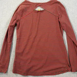 Lole Women's Medium Red Brown Striped Long Sleeve Top Cutout Back Active thumbnail 11