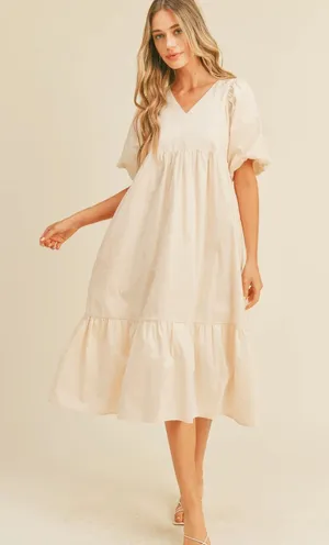 &merci Cream Oversized Midi Dress thumbnail 1