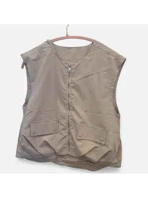 Beige Zip Vest Tan Size XS thumbnail 2