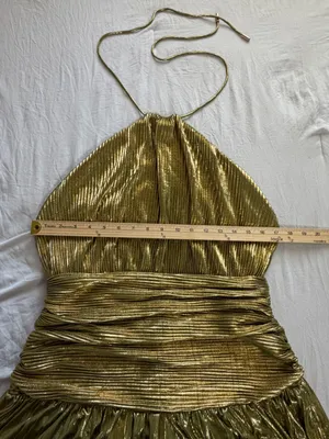 Metallic Gold High-Slit‎ Maxi Dress thumbnail 7