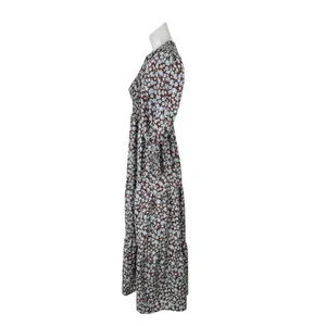Zoya Brown Floral Shirred Long Balloon Sleeve Smocked Tiered A Line Maxi Dress 2 thumbnail 2