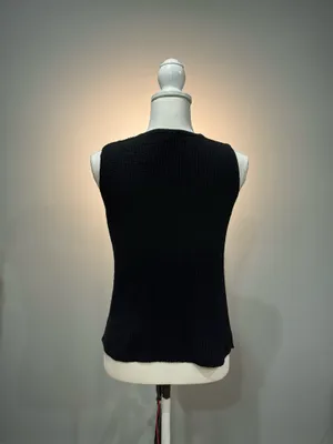 Black Marled Knit Sleeveless Twist Hem Sweater Size M EUC thumbnail 2