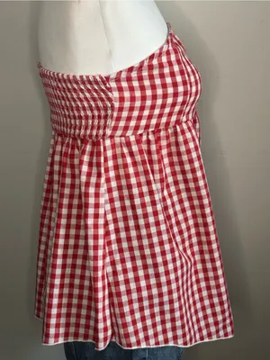 Strapless Red Gingham Tunic Top thumbnail 2