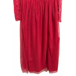 Little Mistress Lace Long Sleeve High Neck Maxi Dress‎ Red Women's Size 6 thumbnail 5