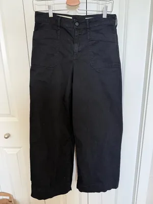 ANTHROPOLOGIE Pilcro Black High Rise Wide Leg Crop Jeans 27 thumbnail 1