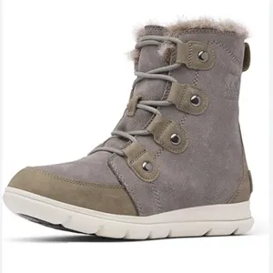 Sorel Joan Explorer Grey/Taupe Lace Up Fur Lined Boot thumbnail 1