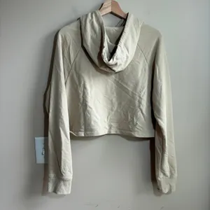 IU Cropped Hoodie 10 Beige Women Raglan Sleeve Cotton Blend thumbnail 6