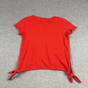Madewell T-Shirt Womens Small Red Crew Neck Short Sleeve Textured Side Tie Top thumbnail 7