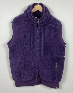Artisans Vest XXL‎ Purple Plush Fleece Sleeveless High Neck Drawstring thumbnail 1