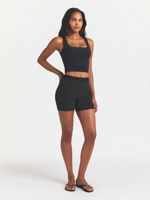 SKIMS Black Cotton Ribbed Boxer Short thumbnail 3
