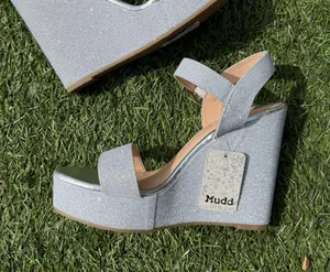 Mudd Silver Crystal Wedges Sz(9) thumbnail 3