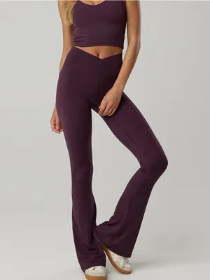Aerie Offline Real Me Crossover Hi-Rise Flare Leggings, Green, Size S Short thumbnail 3