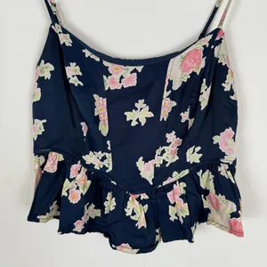 free people navy blue pink floral babydoll tank thumbnail 6