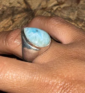 Caribbean Larimar Ring Size 8 3/4 Blue thumbnail 1