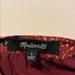Madewell Size Large 100% Silk Assam Floral Babydoll Dress LaceUp Fall Rust Print thumbnail 9